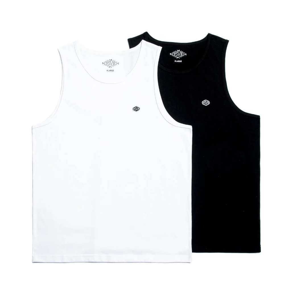 PERSEVERE PATCH LOGO BASIC TANK 2 PACK - BLACK & WHITE SIZE S