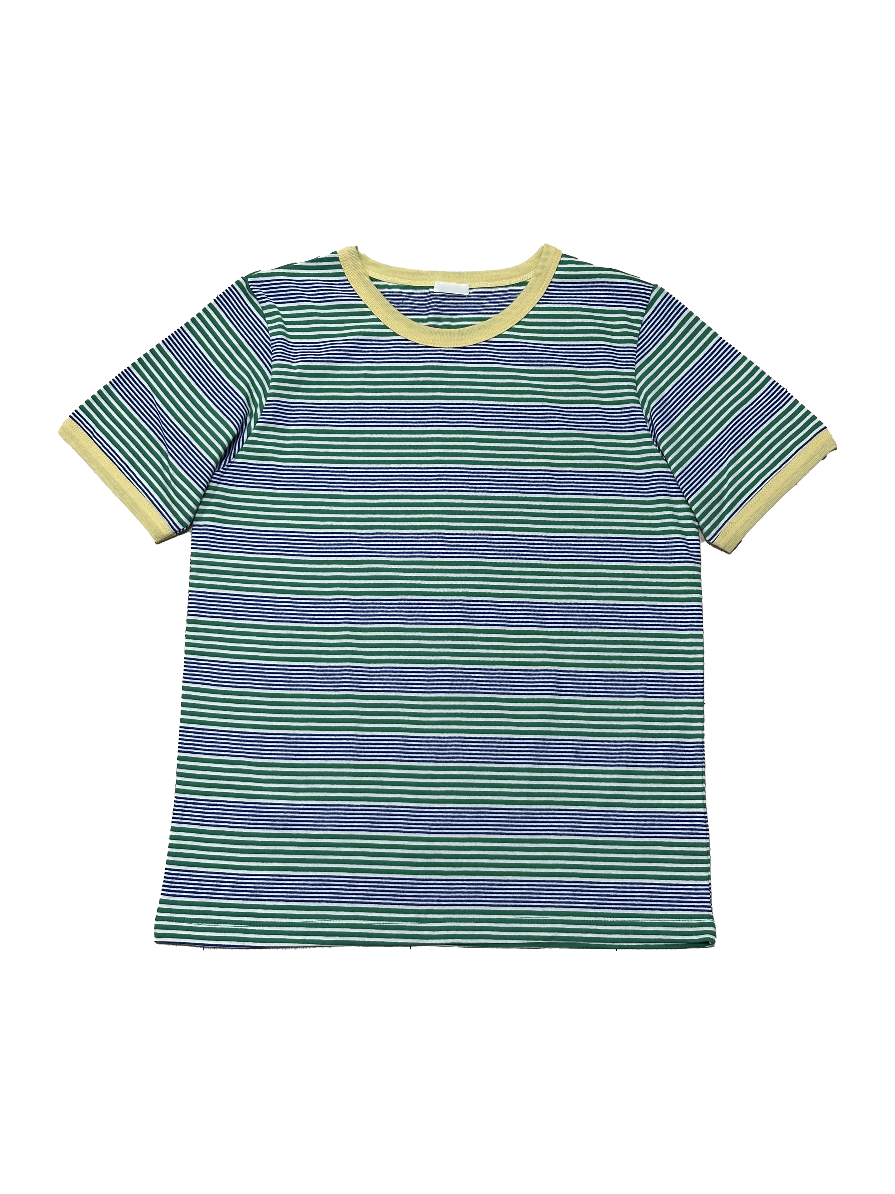 拼色領粗幼橫間短袖tee