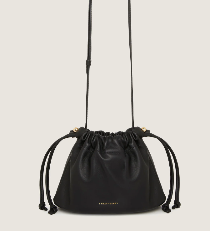1SA0730-001 STRATHBERRY Charlotte Drawstring Soft Nappa Black #20242-157-554-100 (B-BO-E)