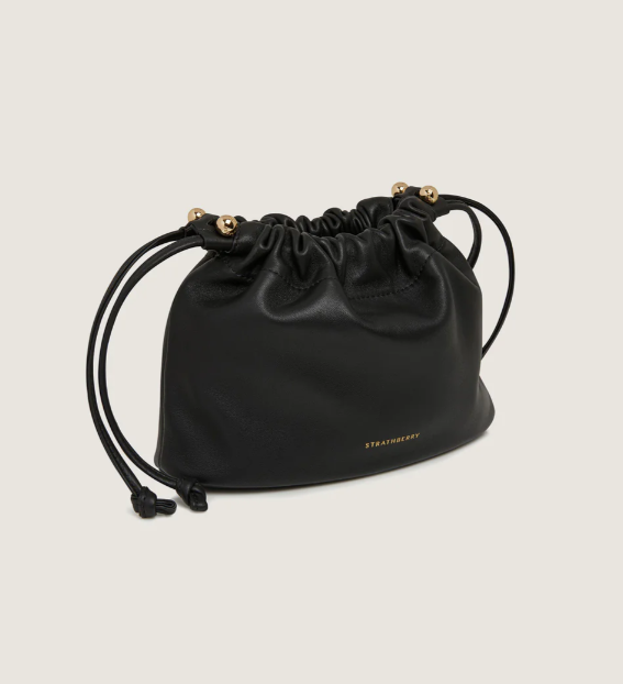 1SA0730-001 STRATHBERRY Charlotte Drawstring Soft Nappa Black #20242-157-554-100 (B-BO-E)