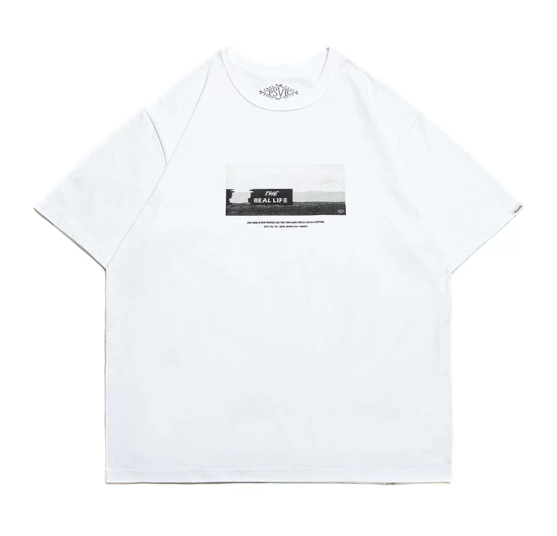 PERSEVERE " THE REAL LIFE " GRAPHIC T-SHIRT - WHITE SIZE L