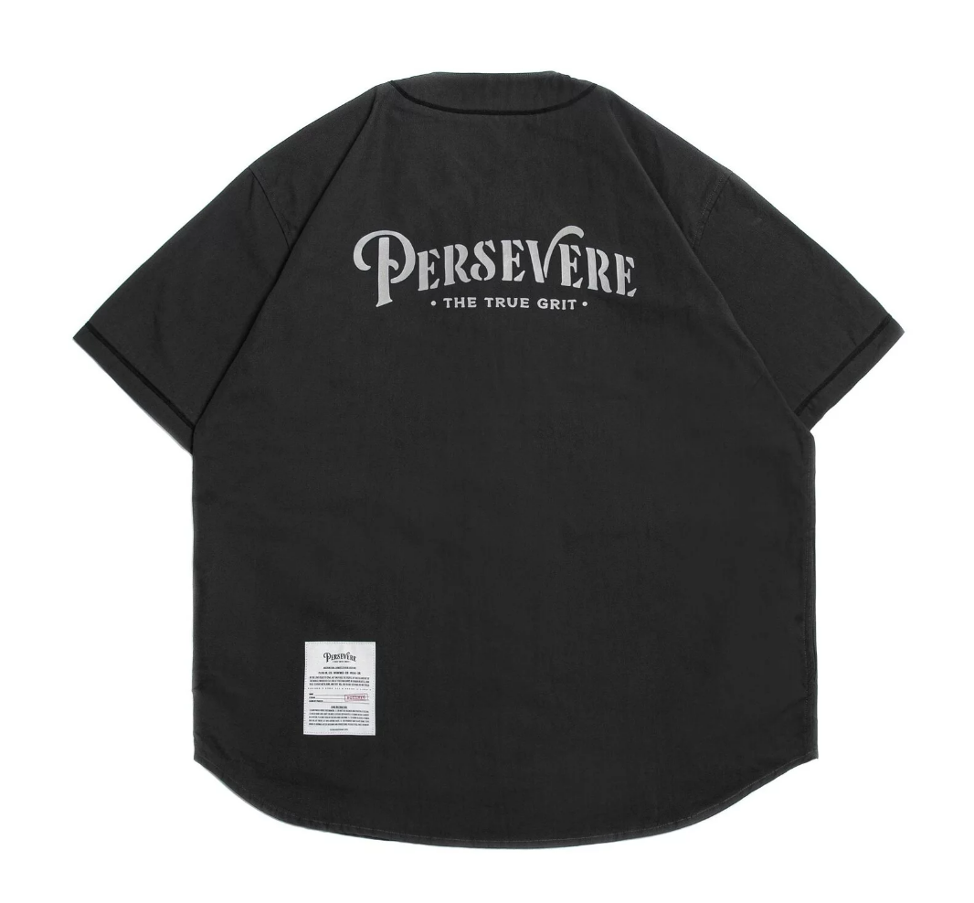 PERSEVERE BASEBALL SHIRT - CHARCOAL GRAY SIZE S