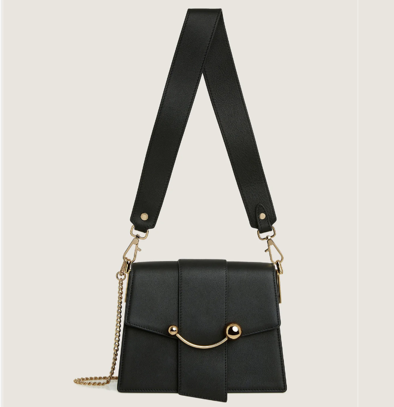 1SA0730-004 STRATHBERRY Box Crescent Leather Black #20204-100-561-100 (B-BO-E)