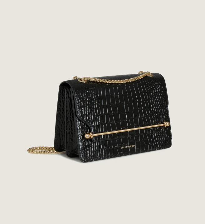 1SA0730-012 STRATHBERRY East/West Embossed Croc Black #20204-170-500-100 (B-EU-E)