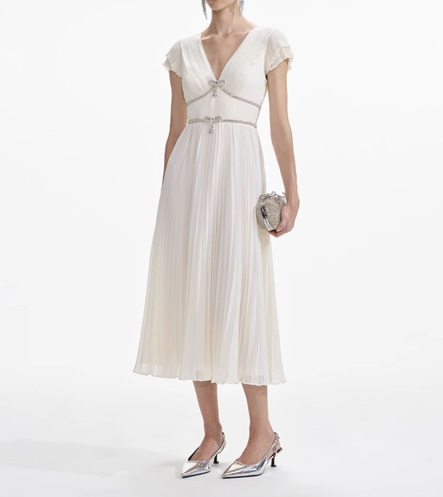 大亨小傳壓褶雪紡 V領洋裝