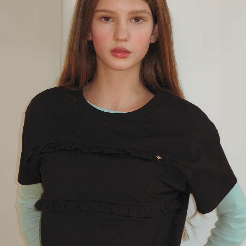 RONRON PENDANT LINE FRILL BASIC FIT T SHIRT