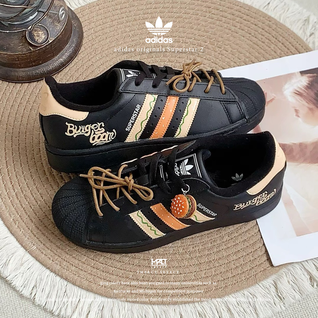 【訂製款】adidas originals Superstar 2  漢堡鞋 黑色 皮革