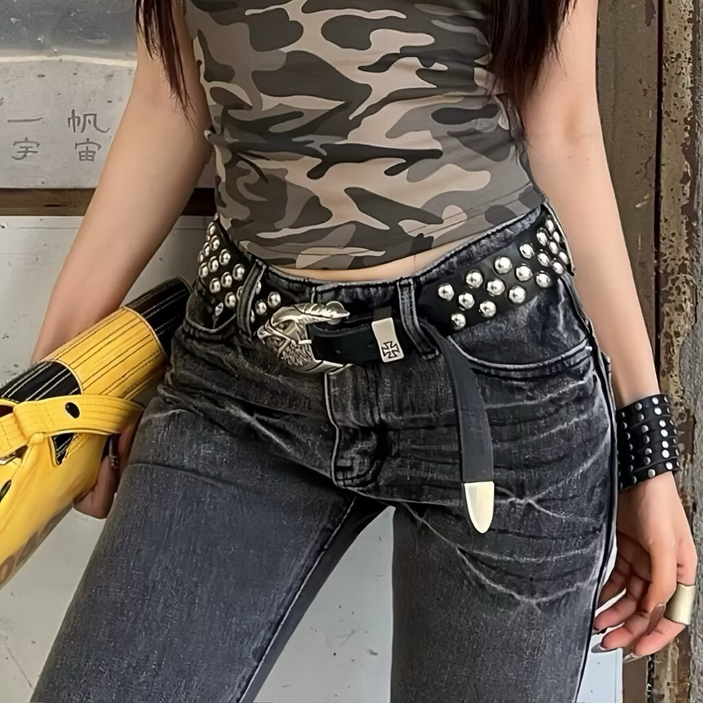(GOAL) 老鷹 龐克 鉚釘 個性 Y2K 皮帶