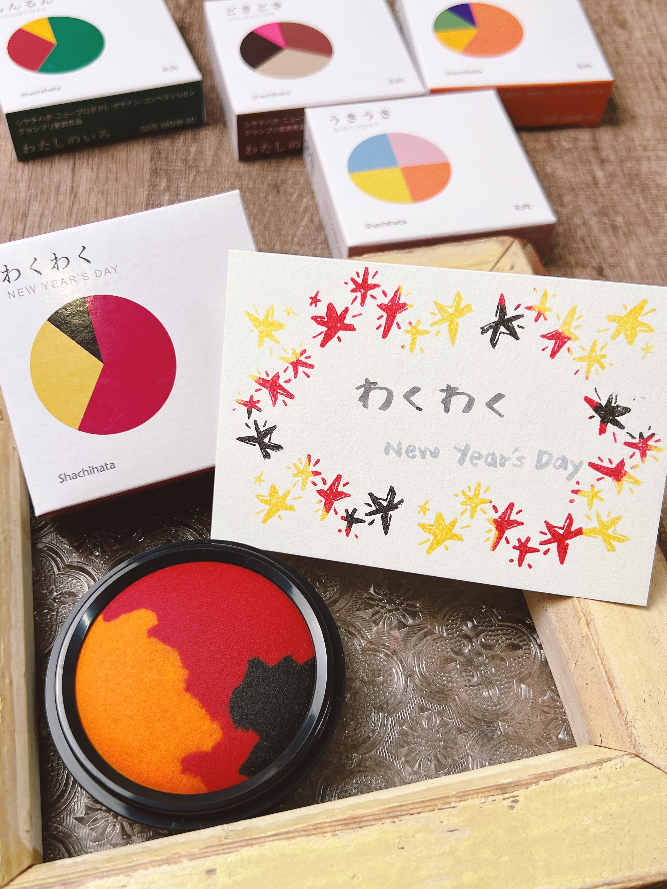 Shachihata｜100週年紀念 限量手工混色朱肉印台 「我的色彩」5款