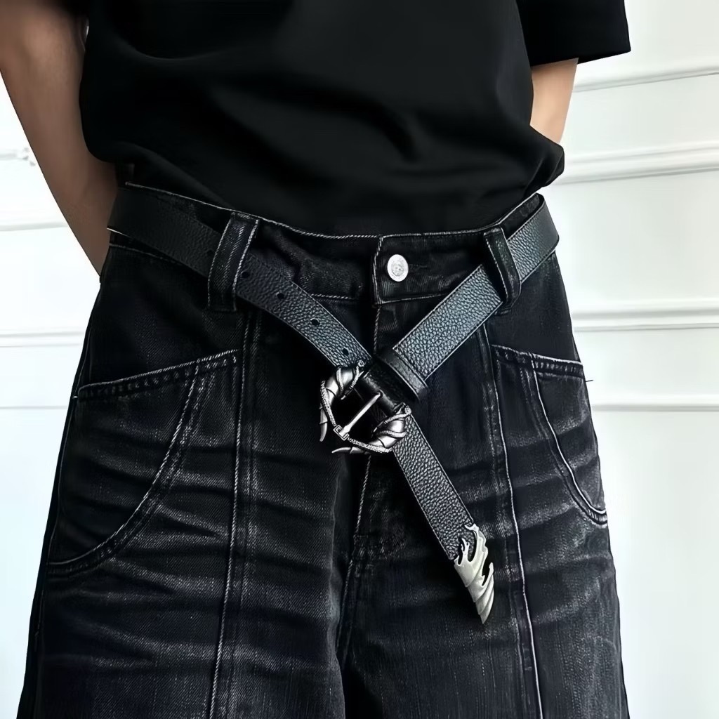 (GOAL) 牛角 造型 龐克 火焰 Y2K 個性必備 皮帶