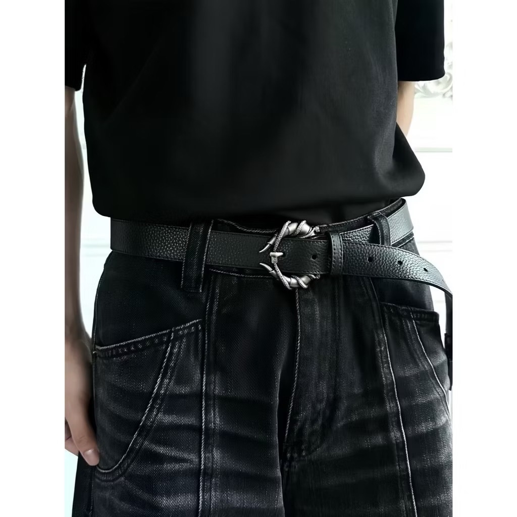 (GOAL) 牛角 造型 龐克 火焰 Y2K 個性必備 皮帶