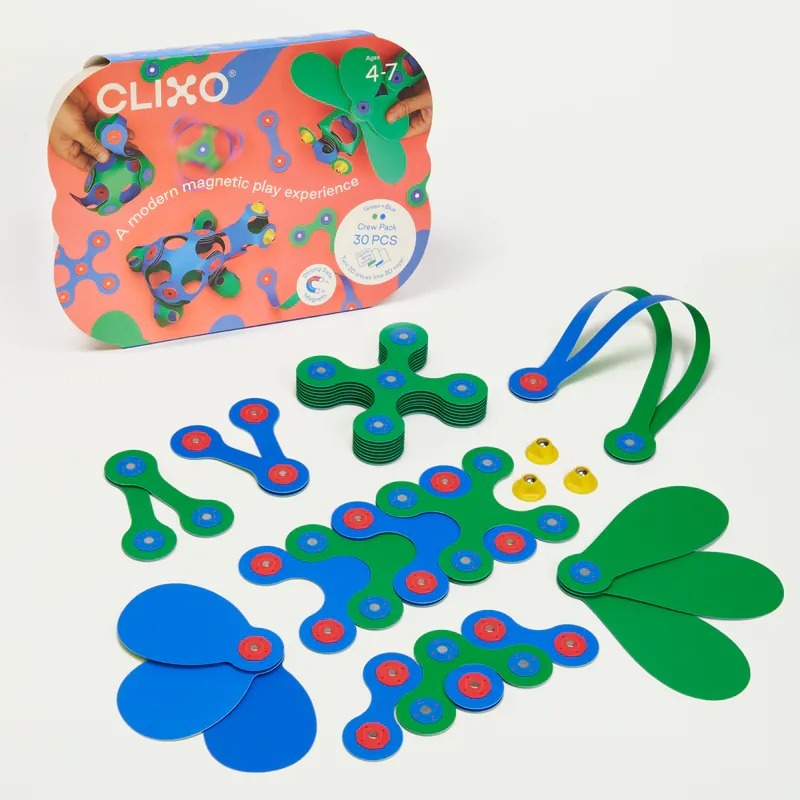 【Clixo 創樂多磁力片】歡樂組30片(粉黃/藍綠)