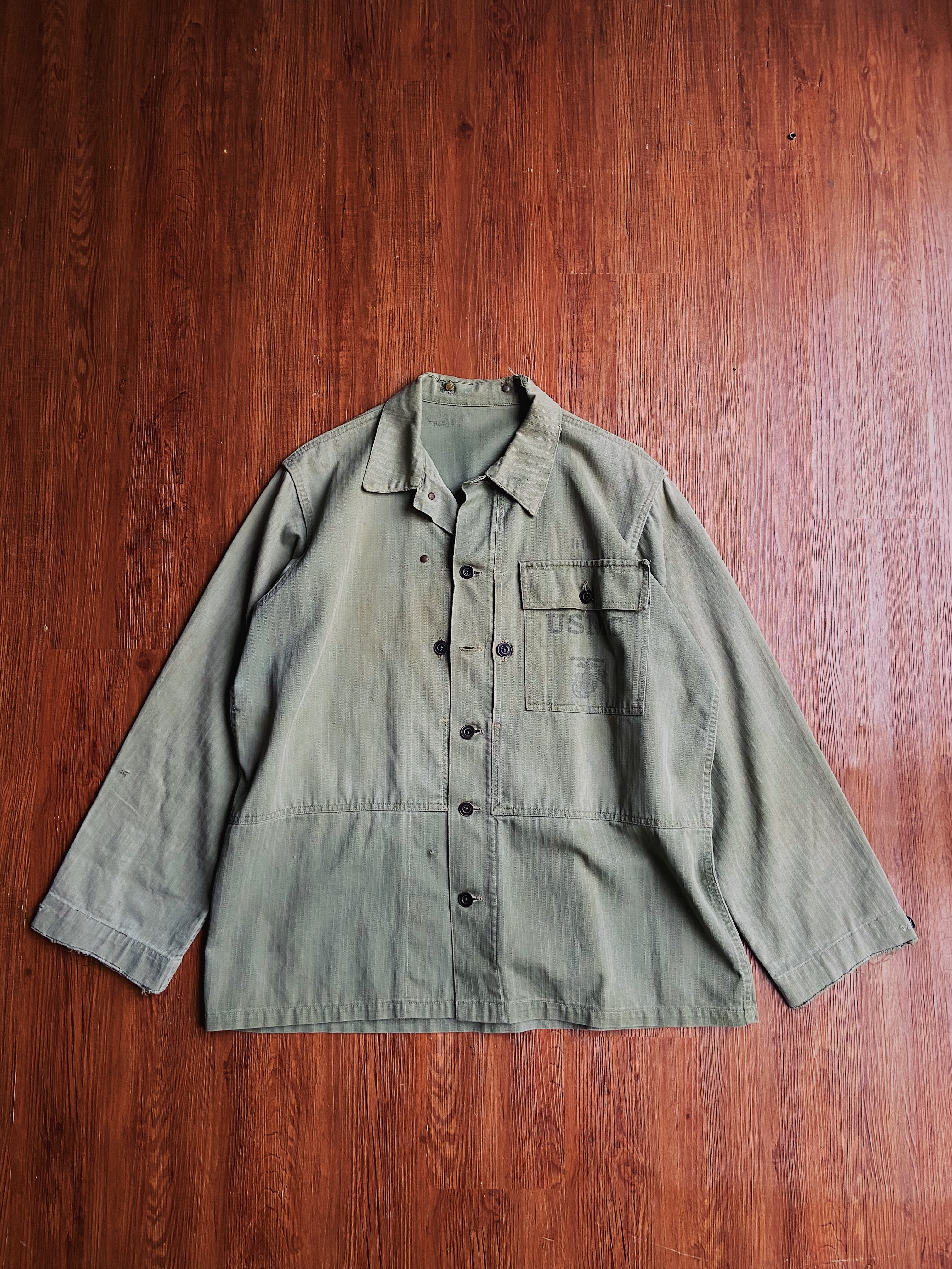 WWII USMC HBT P44 Jacket / 40年代二戰美國海軍陸戰隊P44人字紋布料野戰外套