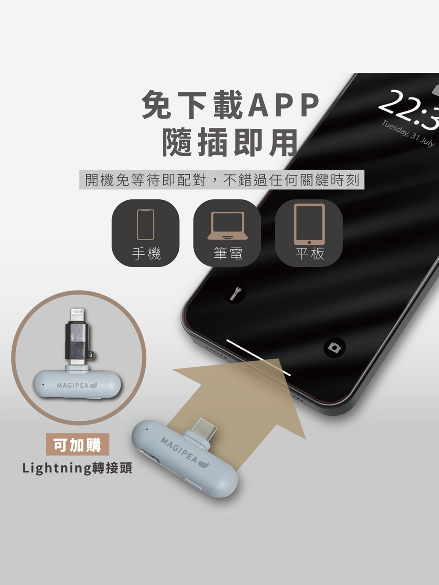 Lightning轉TYPC 轉接頭｜可搭配AI降噪未來麥克風轉接頭