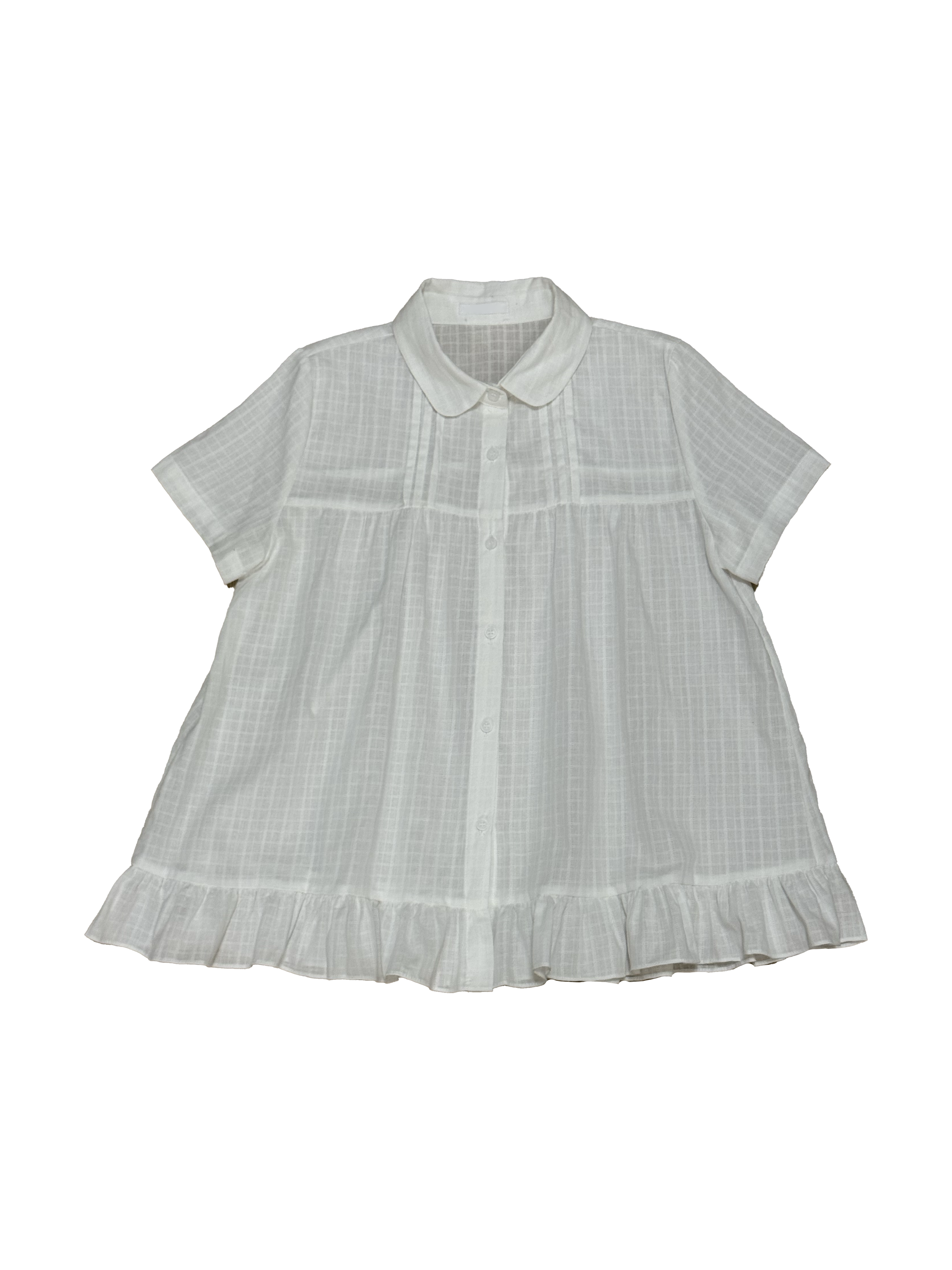 罕有寛身娃領暗紋花邊恤