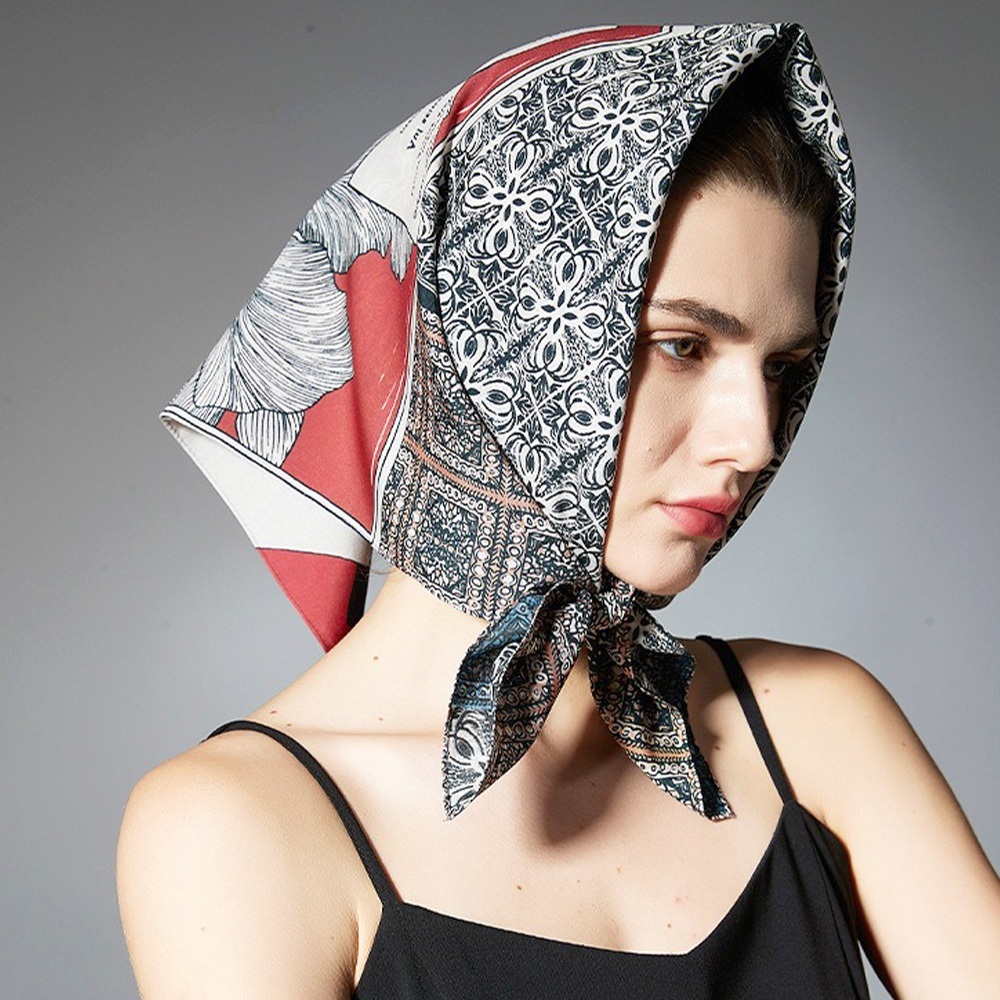 手帕方巾 領巾搭配 髮飾 綁帶 領口裝飾 方巾 雙面印花 輕奢質感 多用途方巾 禮物 頭巾 薄款 絲巾 包包配件030