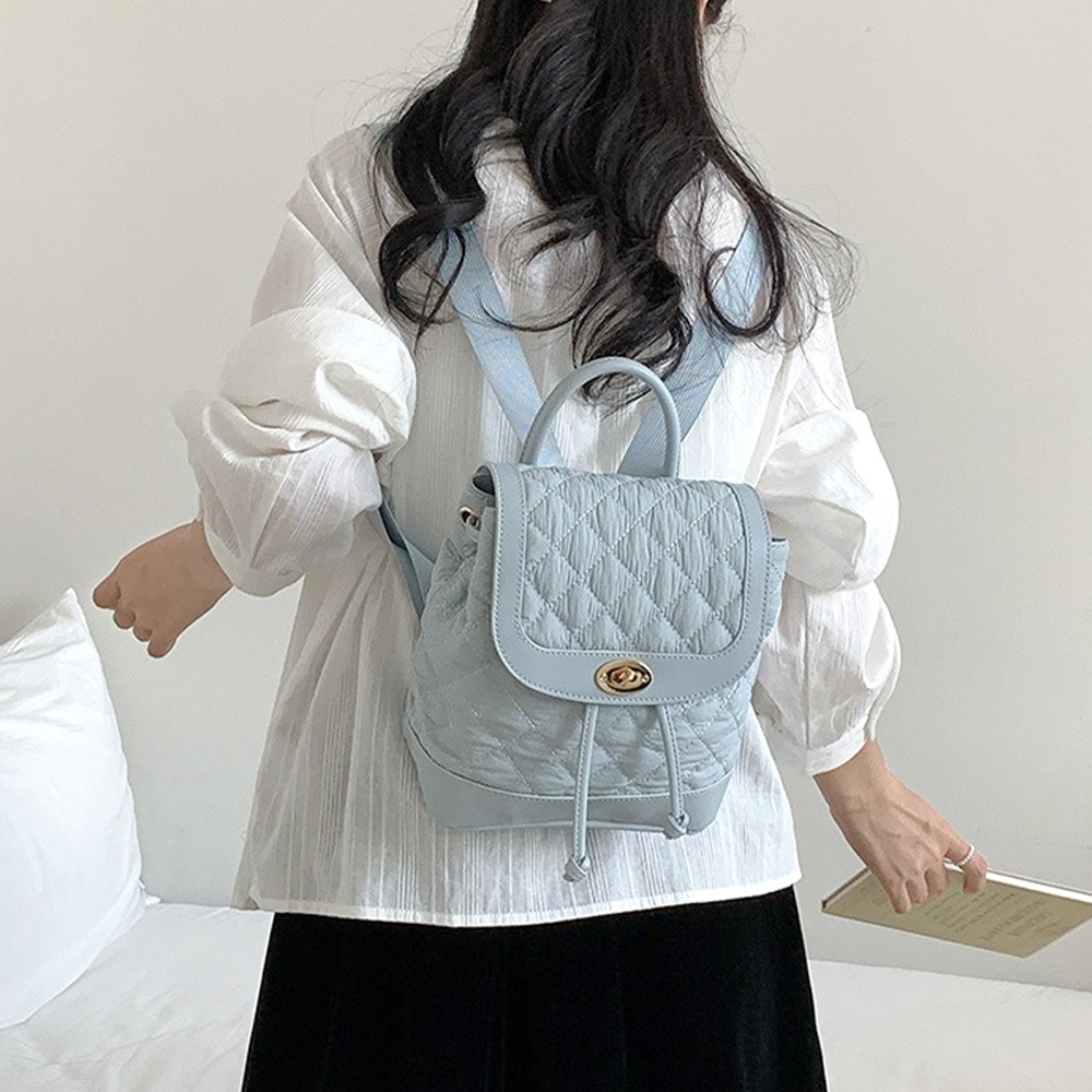 翻蓋式背包 休閒背包 百搭 生日禮物 雙肩包 菱格包 小香風 後背包 小背包 通勤包 尼龍包 女生背包 1026