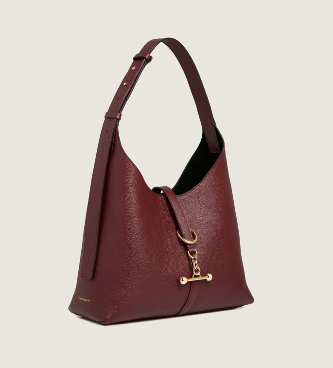 1SA0730-022 STRATHBERRY Kite Mini Hobo Fine Grain Leather Oxblood #20252-128-018-555 (B-BO-E)