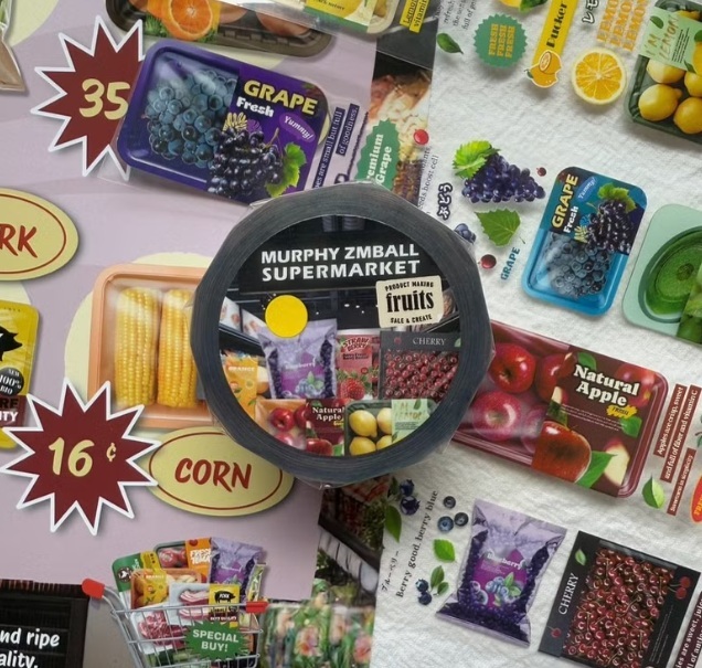 莫非是芝麻球．生鮮超市(水果篇) 3.5cm亮面PET紙膠帶 <整捲/分裝>