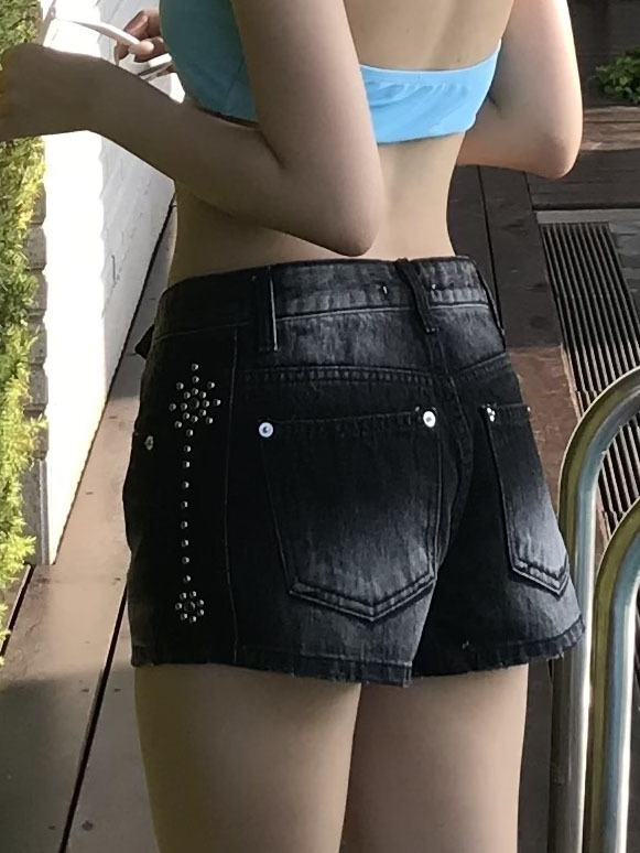 Cubic Rhinestone Shorts #短褲