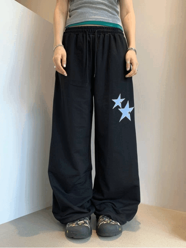 【網站預訂優惠】星星刺繡棉褲