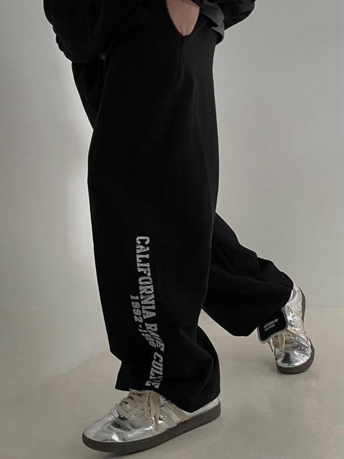 英文字可束腳棉質運動褲 WELL DONE-096P