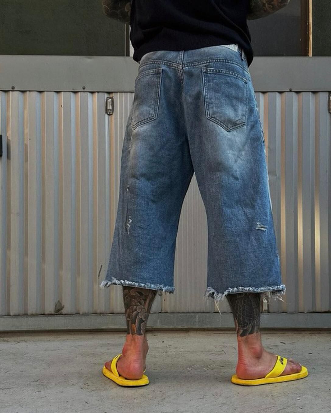 七分仿污洗水牛仔短褲 WELL DONE-050J