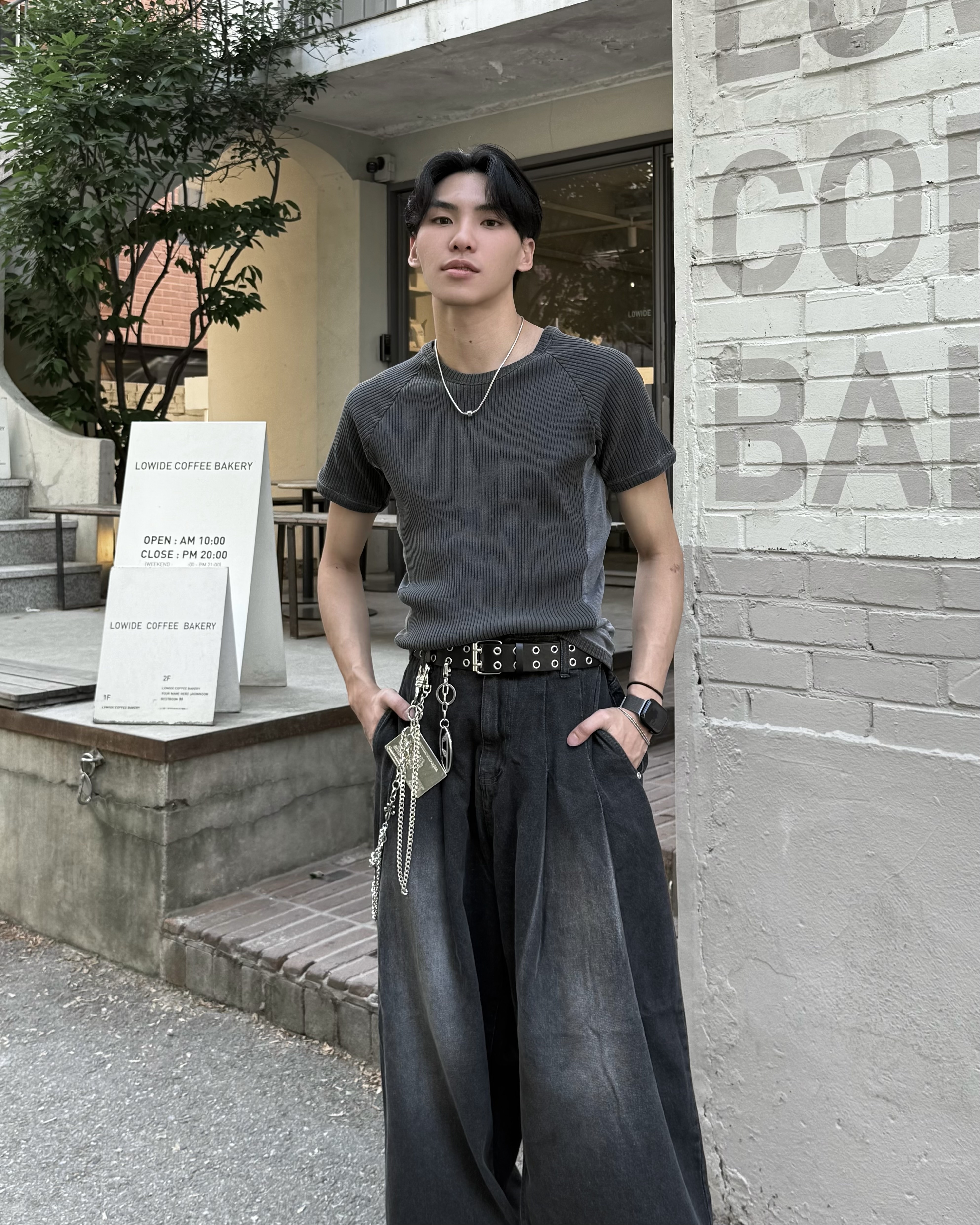 𝐇·𝐓·𝐒 韓國 輪廓紀元2.0 水洗坑條 螺紋 插肩 修身彈性 短袖 上衣