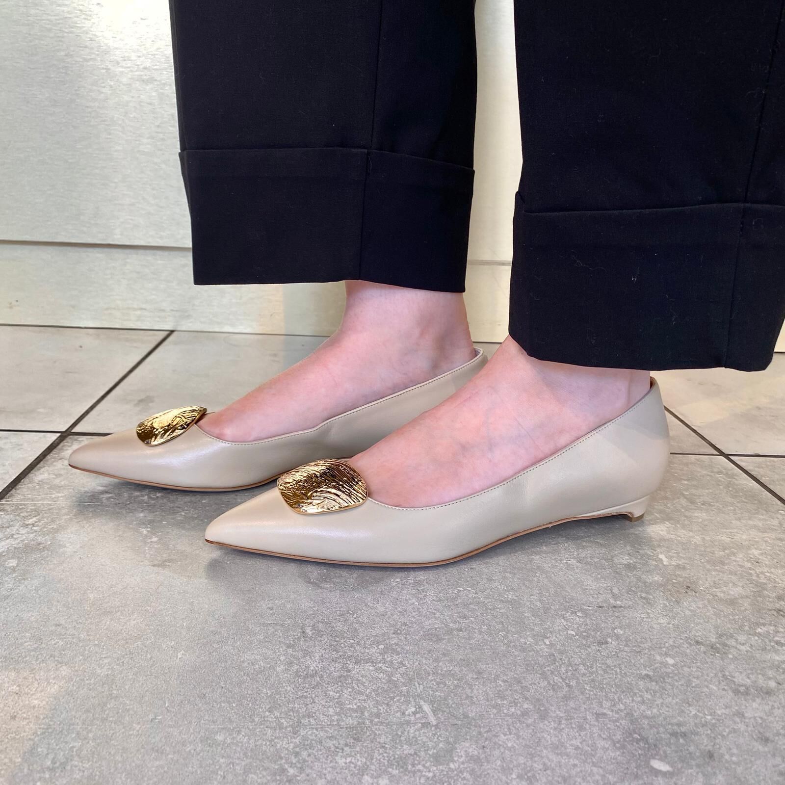 Ruper Sanderson Bedfa Latte Nappa Ripple Flats