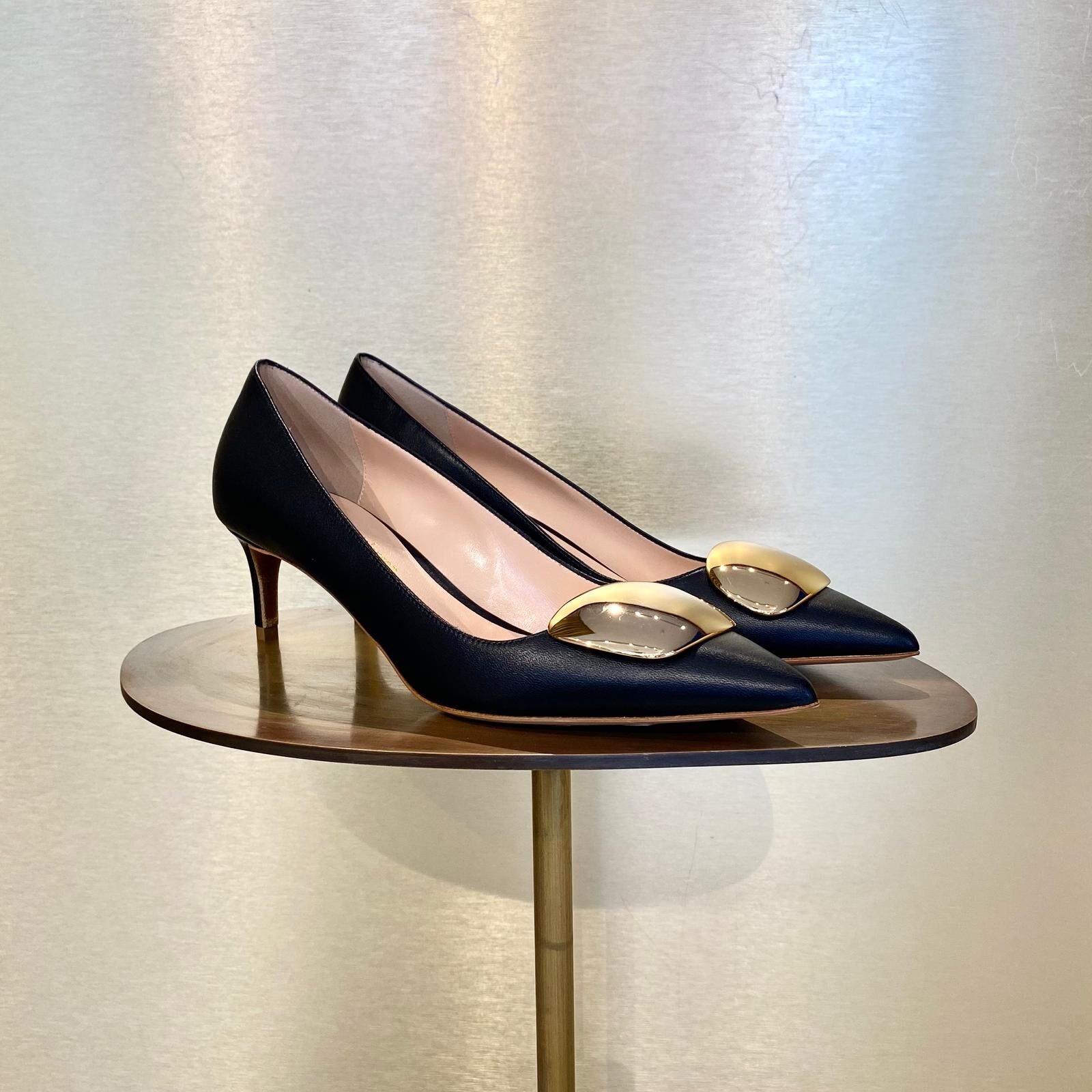 Ruper Sanderson Nora Nappa Gold Heels Black