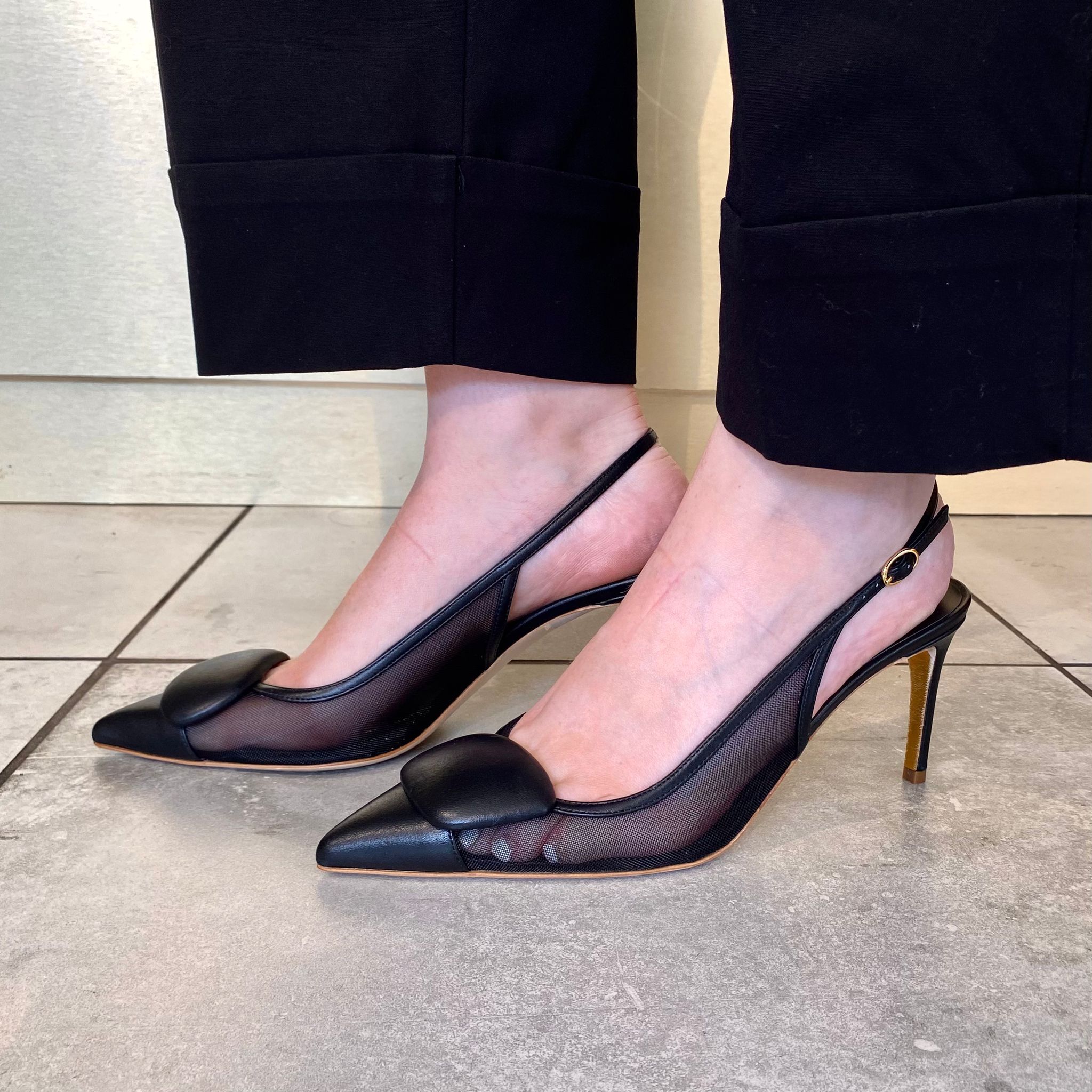 Ruper Sanderson Denia Black Nappa Mesh Sandal