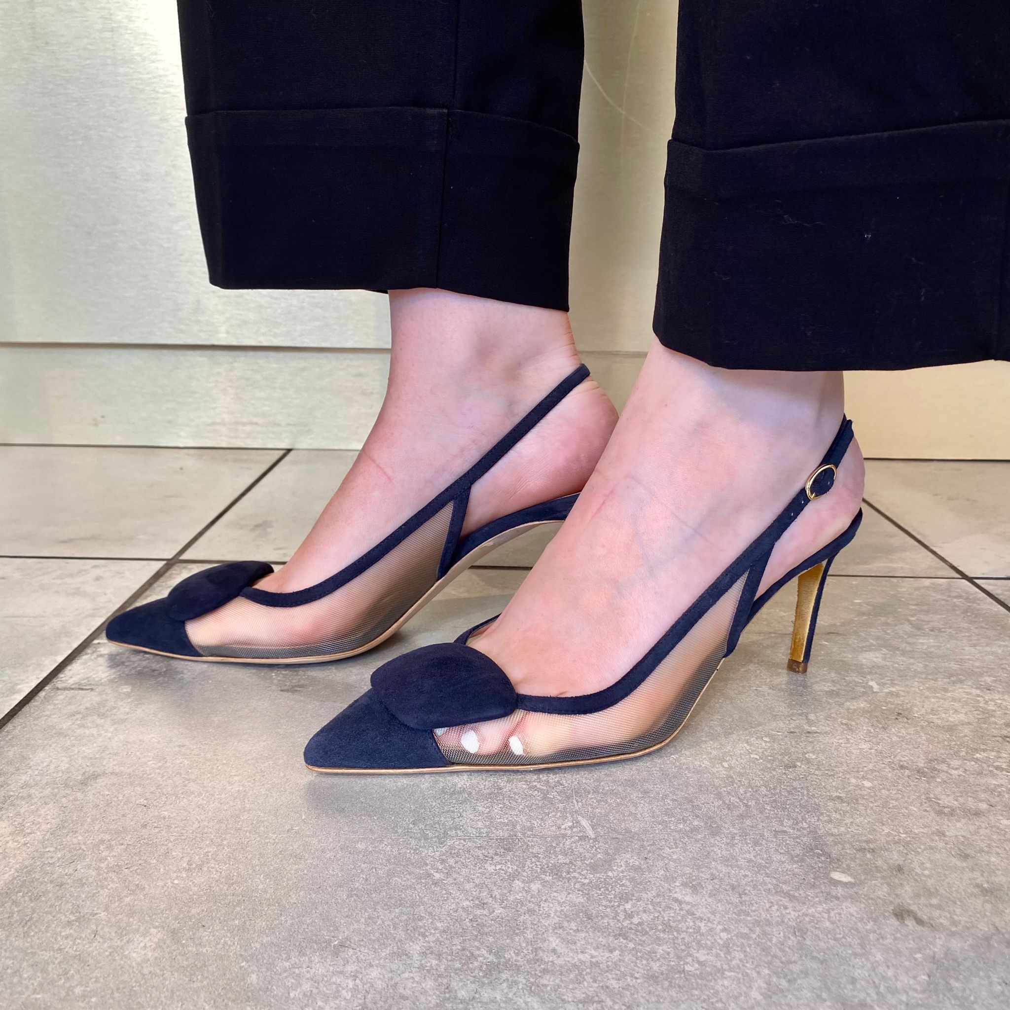 Ruper Sanderson Denia Midnight Suede Mesh Sandal