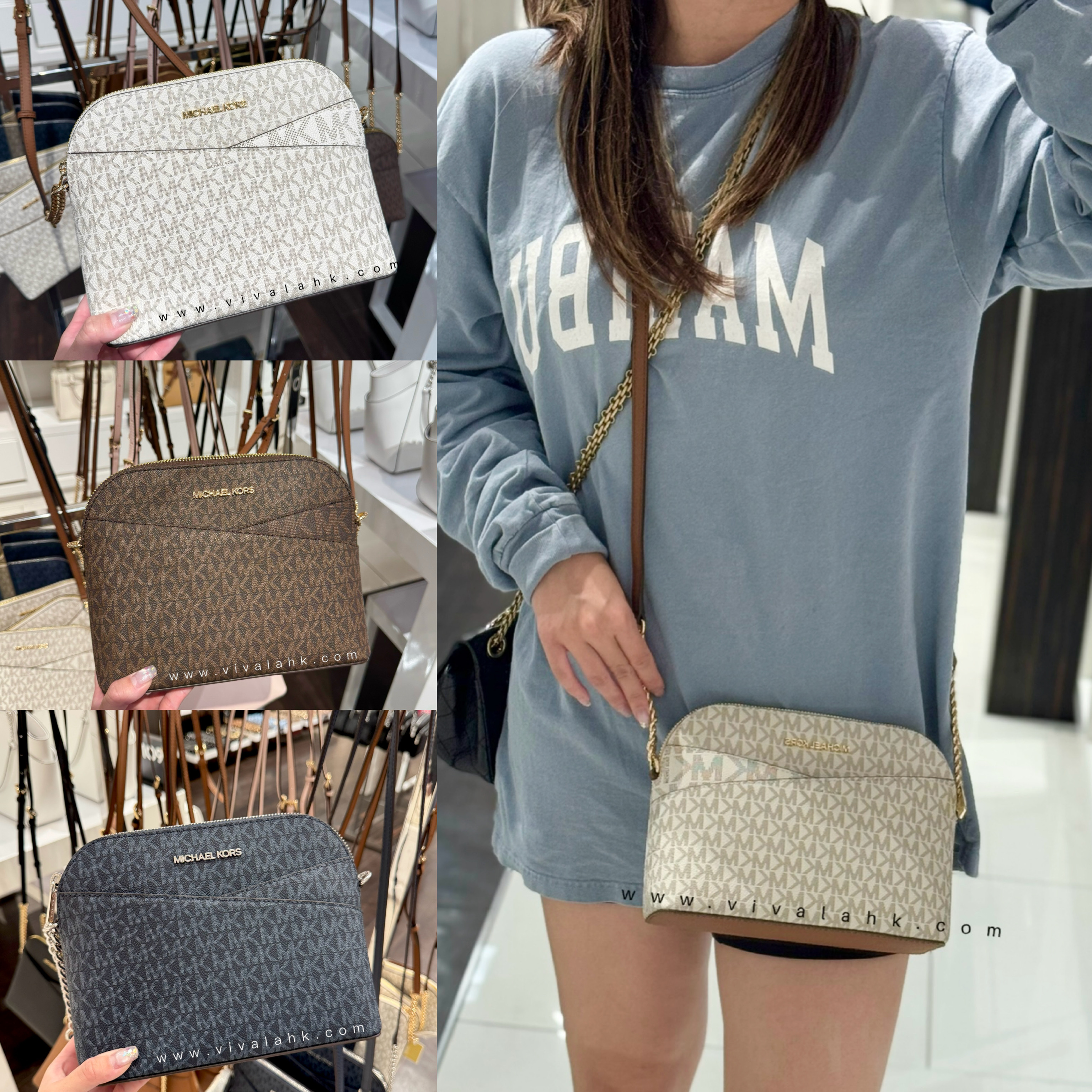 Michael Kors - Jet Set Travel 貝殼斜孭袋 (MK字暗花) (35F1GTVC6B)