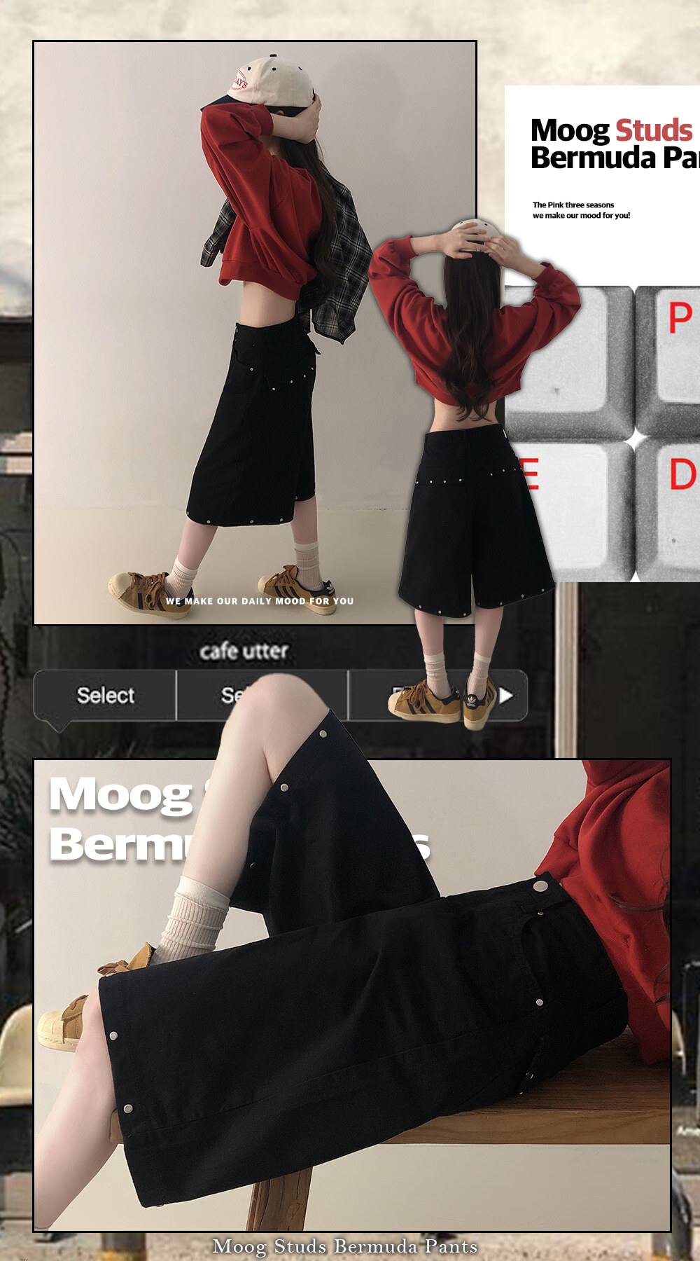 夏季預訂｜高腰鉚釘百慕達短褲