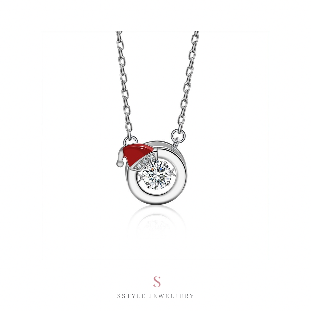 Christmas dancing moissanite necklace