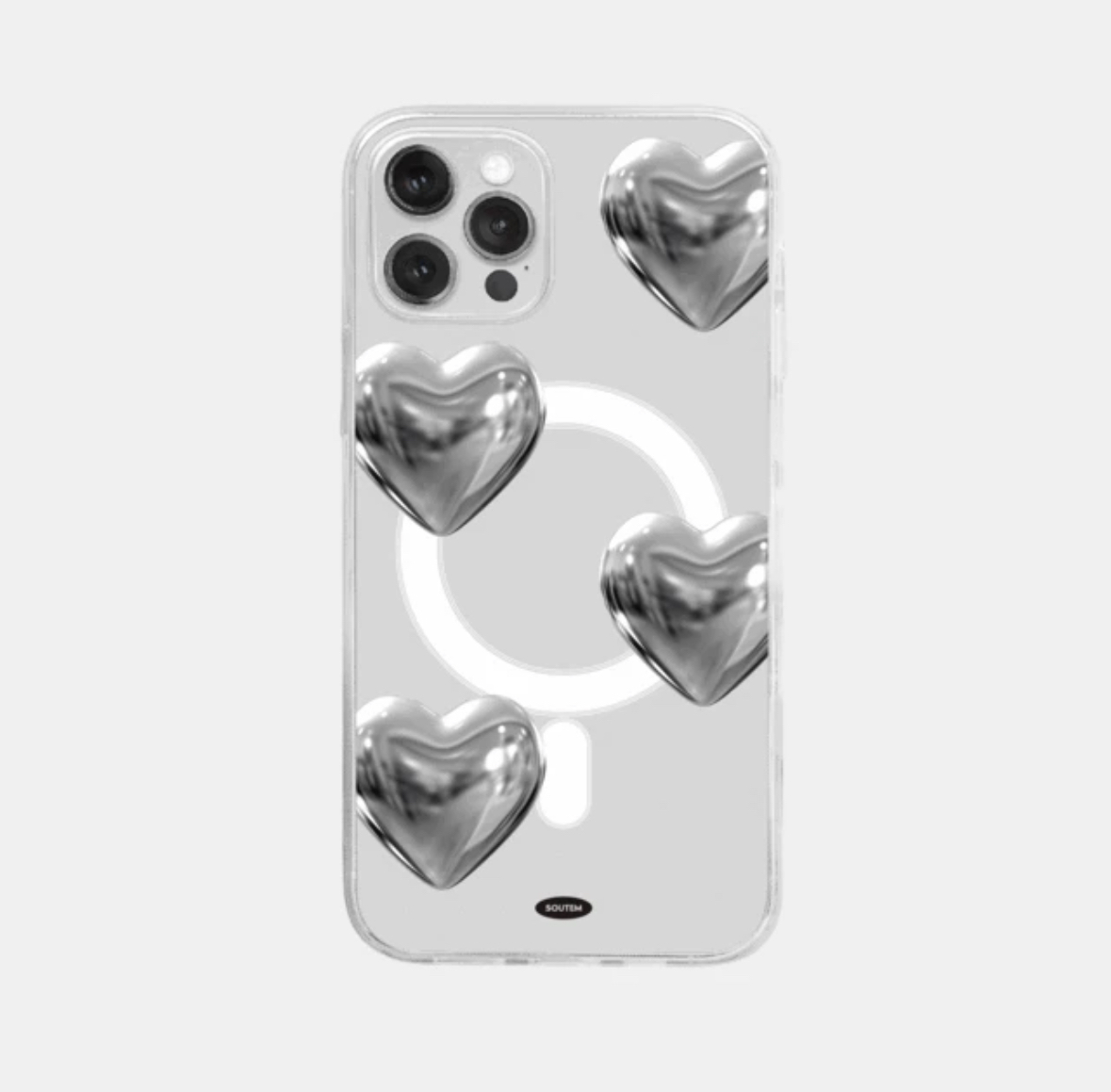 🇰🇷磁吸銀色愛心手機殼