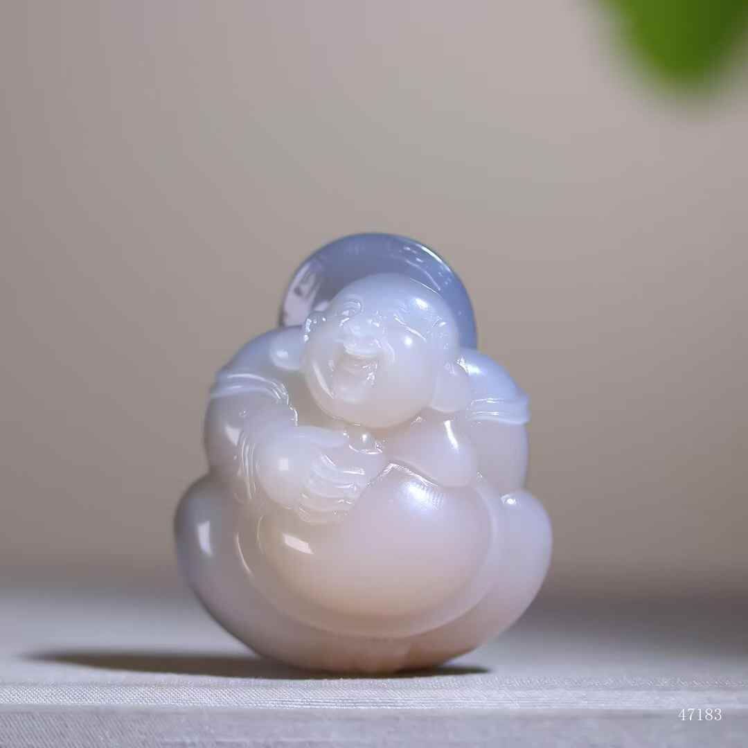 和田玉霓彩團佛玉生春,天然和田玉軟玉