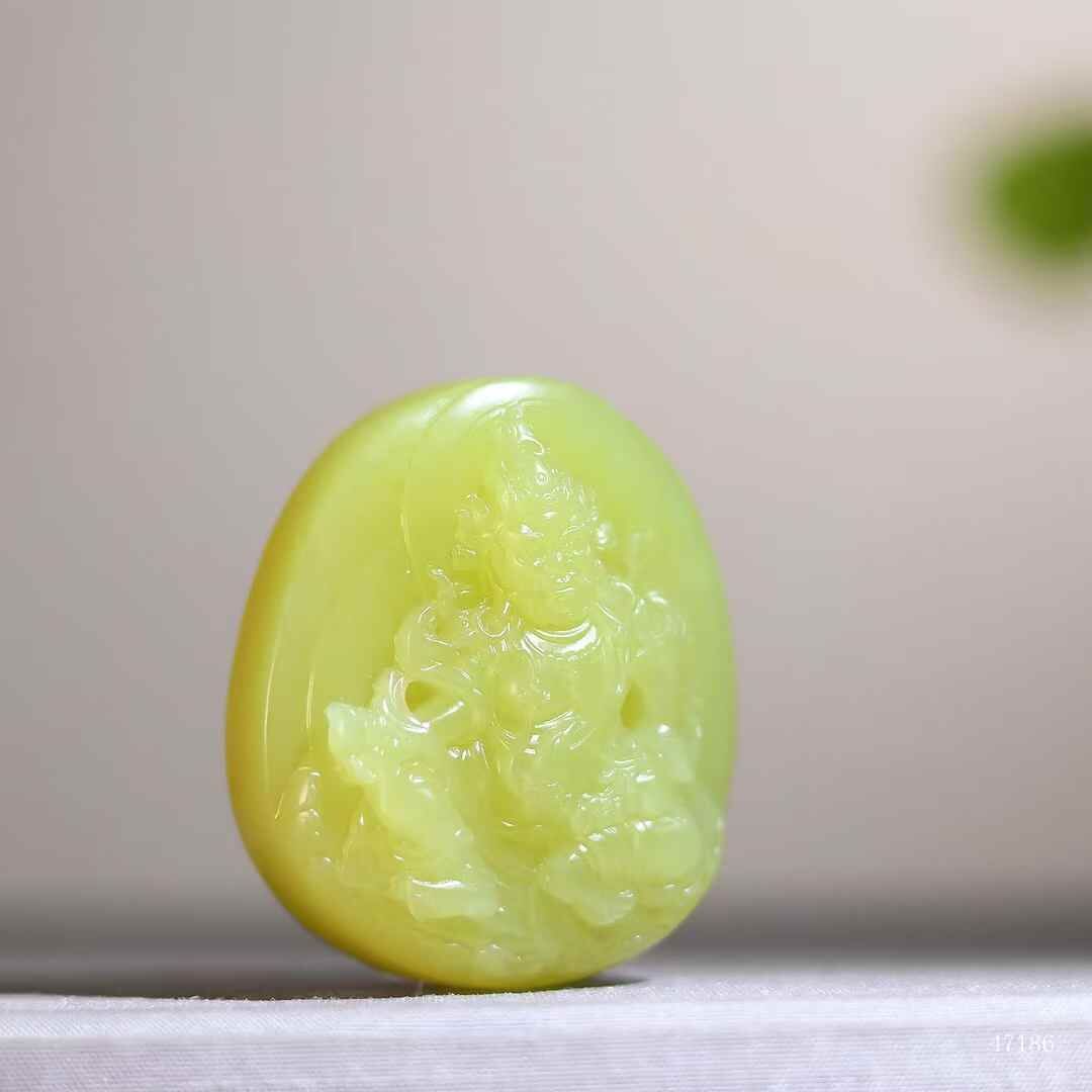 720711 和田玉黃財神寶相耀金