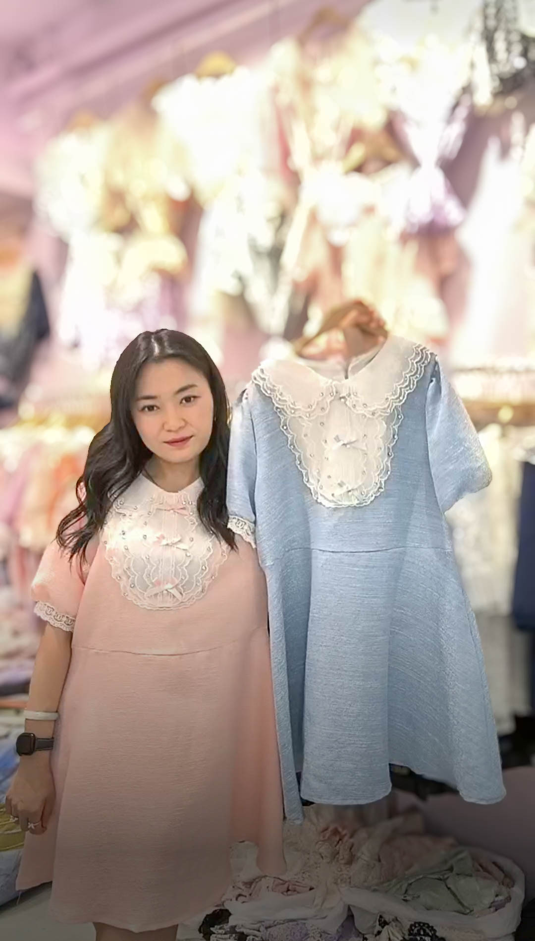 🥰PM_K9814  ▶️紋路面料 3個蝴蝶結洋裝 👉B:104cm W:94cm H:136cm L:81cm👈
