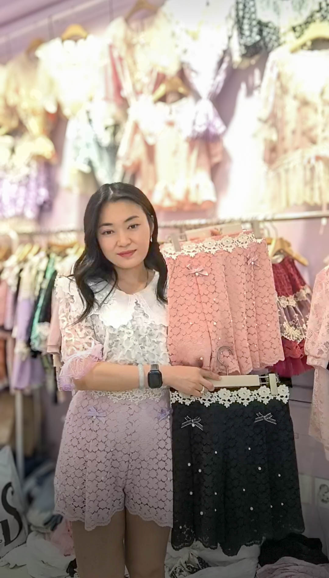 🥰PM_K9816  ▶️ 2個蝴蝶結 鏤空短褲裙 👉W:104cm H:cm L:40cm👈