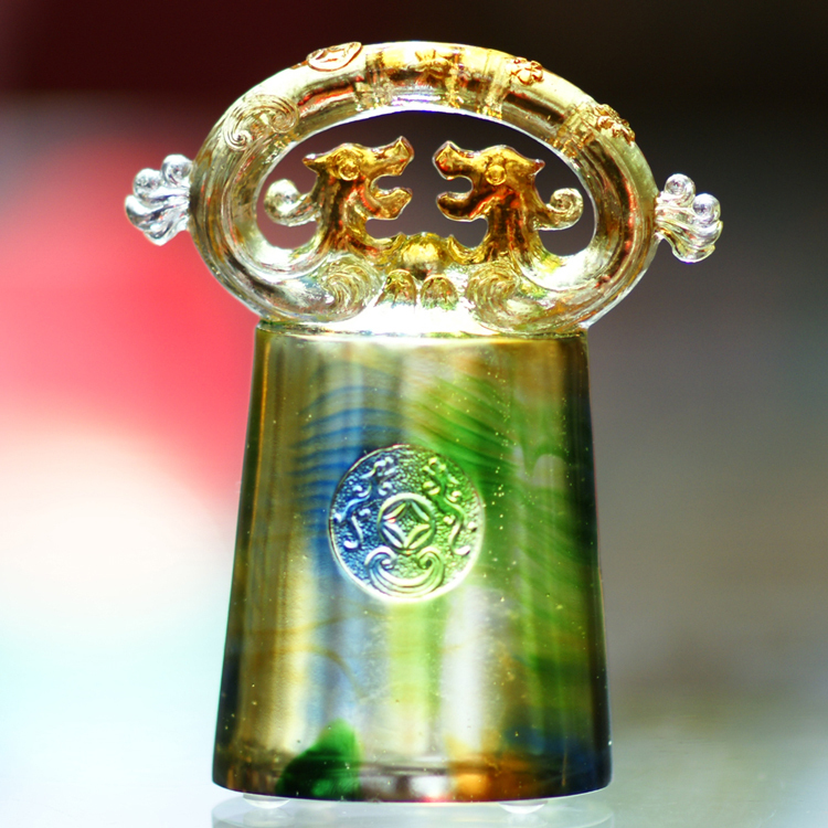 鹿港窯禮品館 居家開運琉璃擺飾 文鎮  祥瑞雙龍