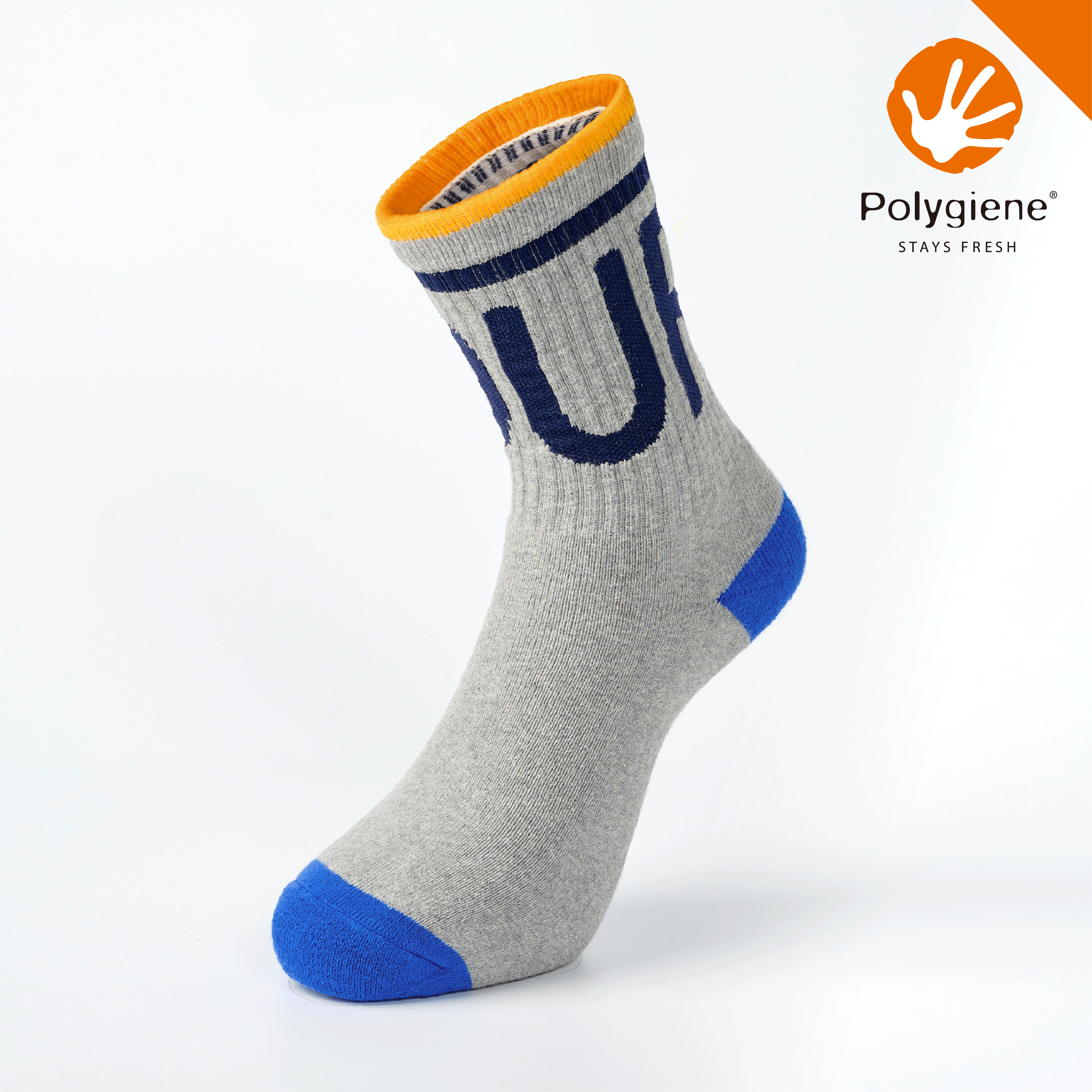 Your Tone抗菌運動中筒襪〈灰〉