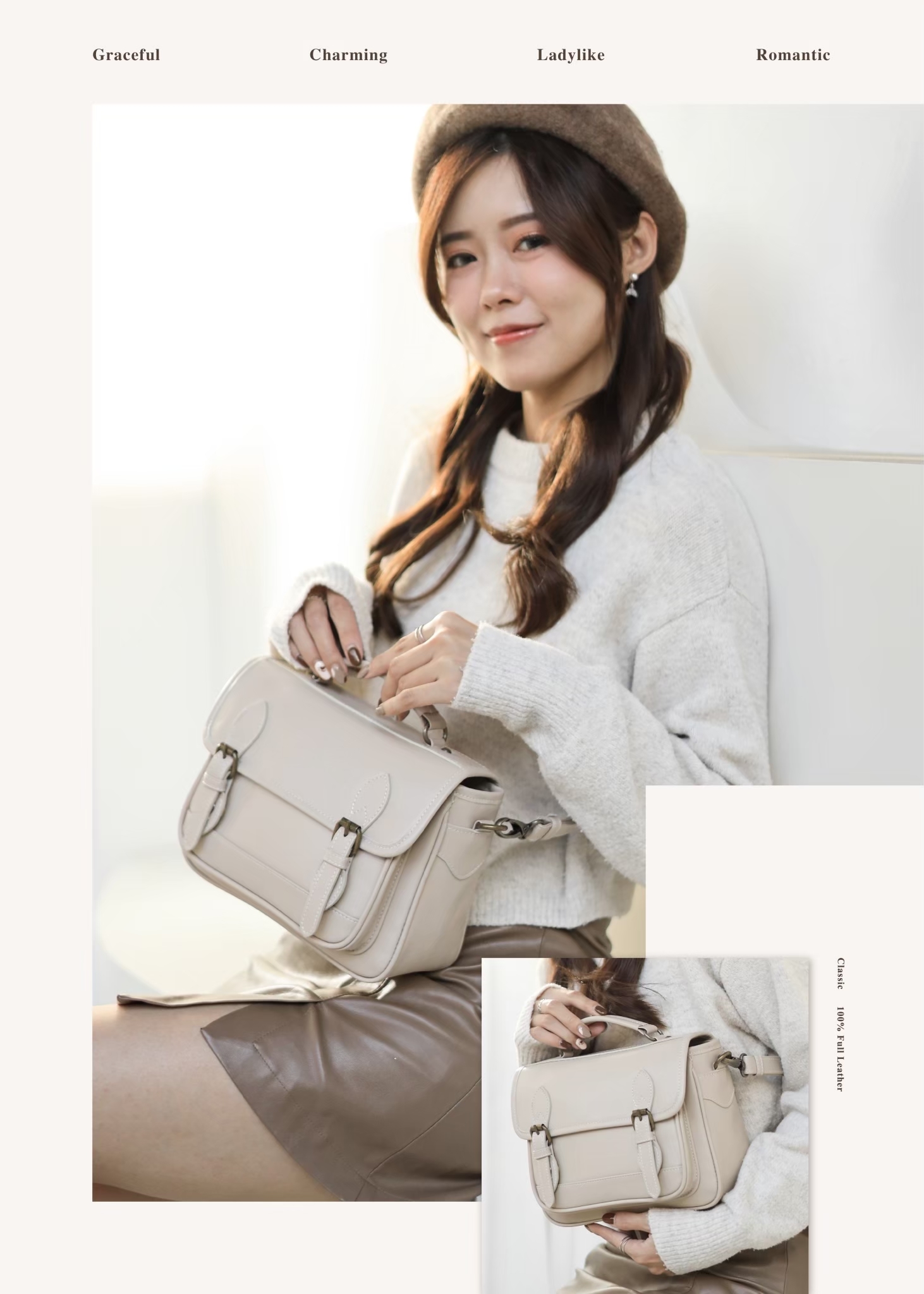 每日通勤首選|英倫雙釦設計 × 防潑水皮革機能