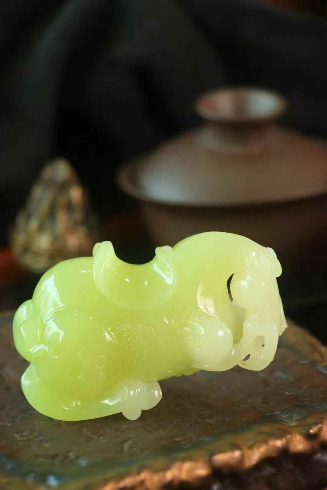 和田玉黃口盛世唐馬,天然和田玉軟玉