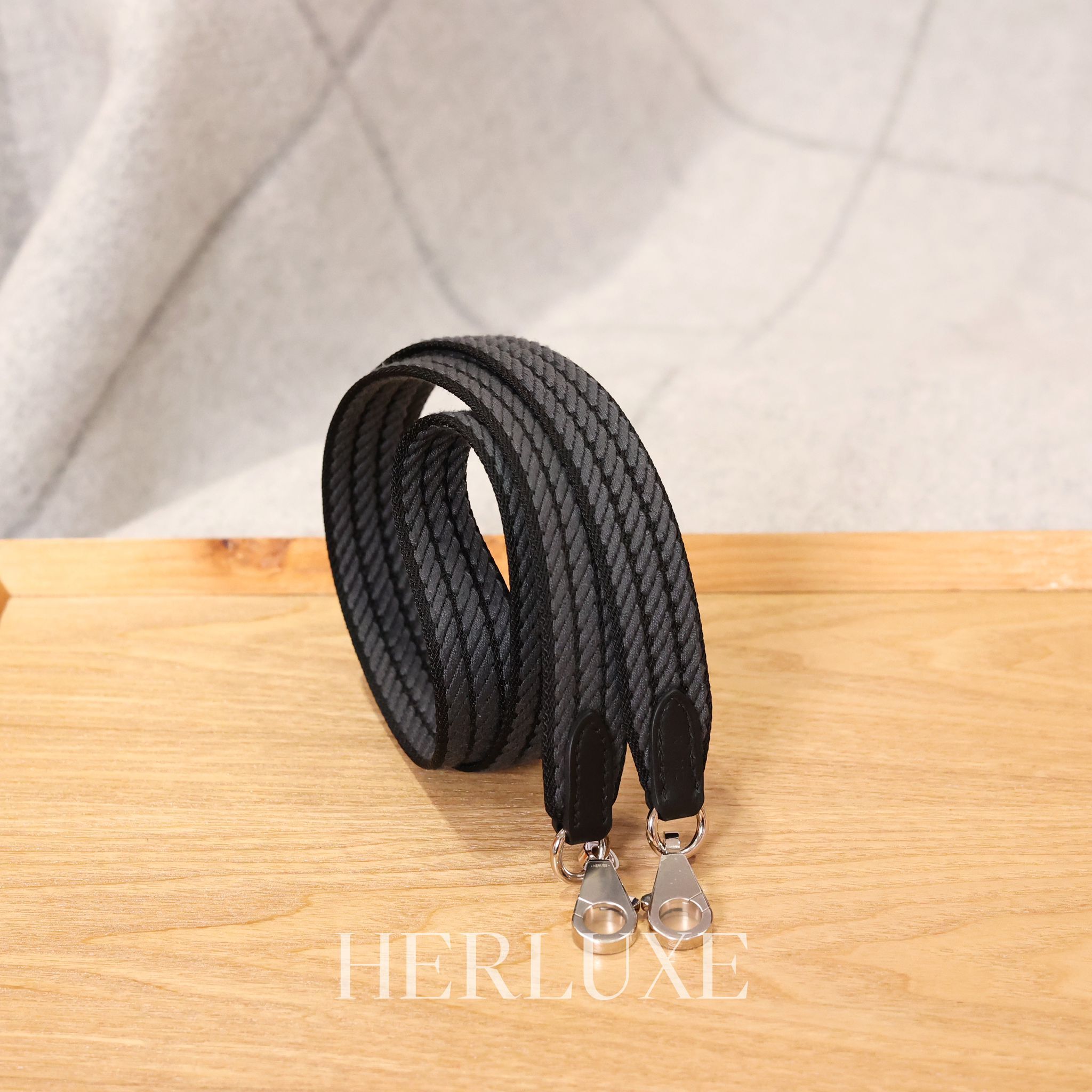 Bandouliere sangle cordage 25mm noir/gris misty 85cm