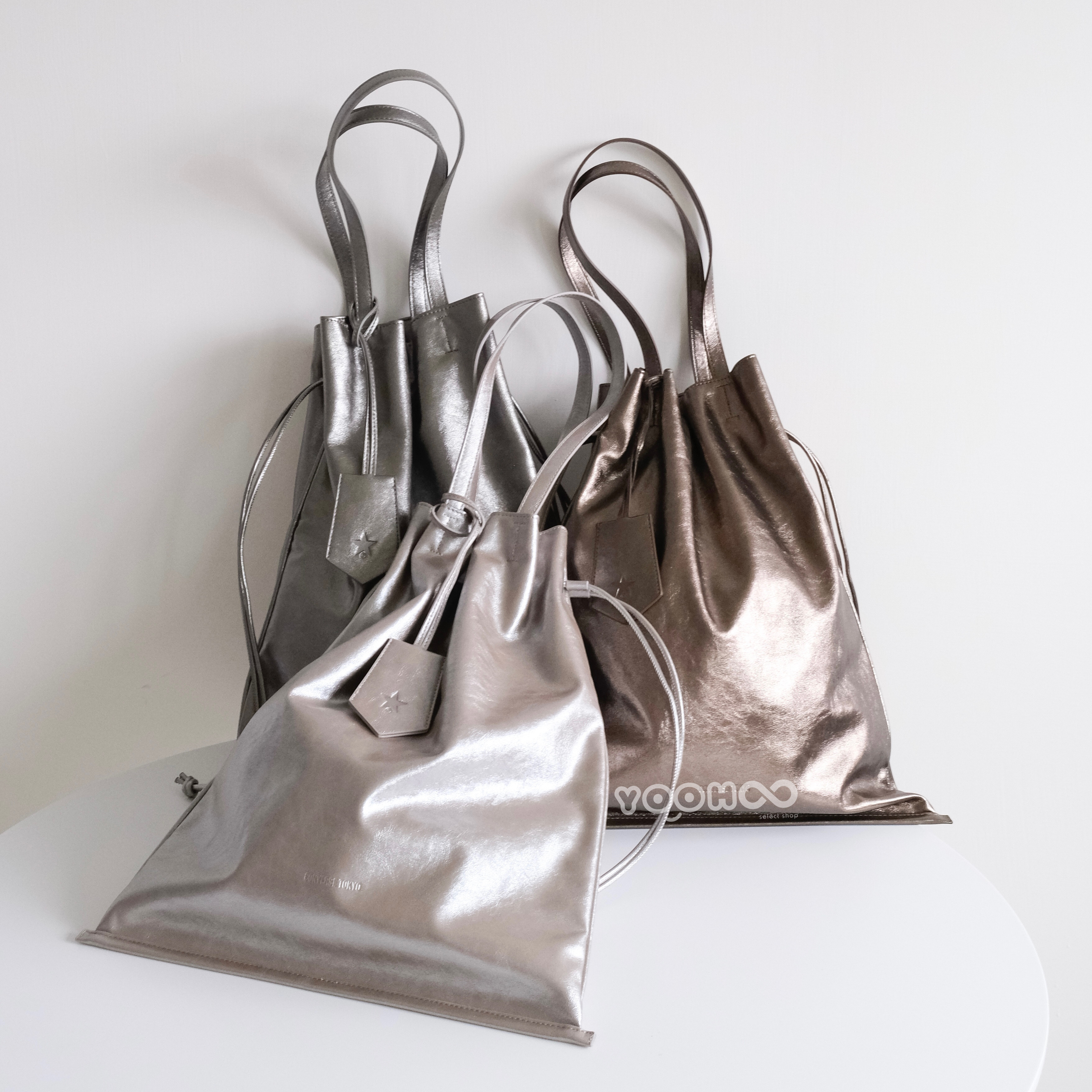 預購┃日本限定 CONVERSE TOKYO 皮革 復古 金屬色 托特包