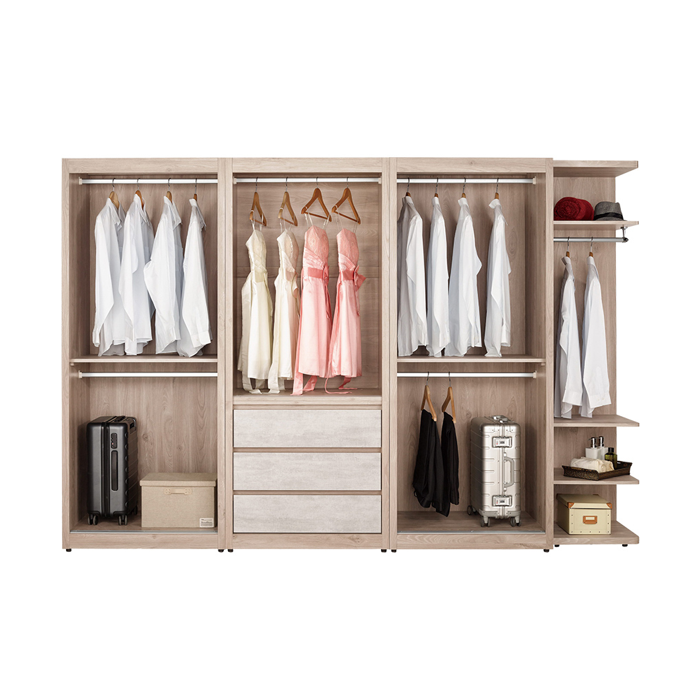 哈佐9.5尺多功能衣櫃組合(雙吊+單吊+雙吊+轉角衣櫃)