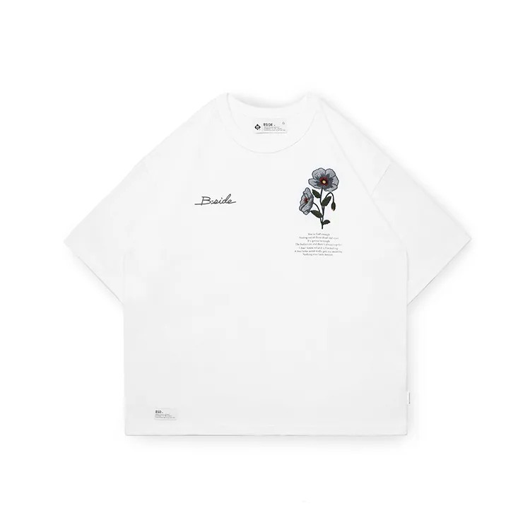 B-SIDE Embroidery Flower Wide Tee