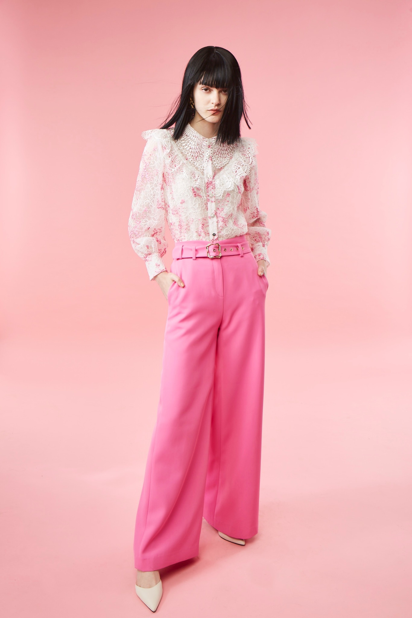 BB1AA007A1 法式莊園立體水溶絲繡花領片荷葉衫 (高訂款)