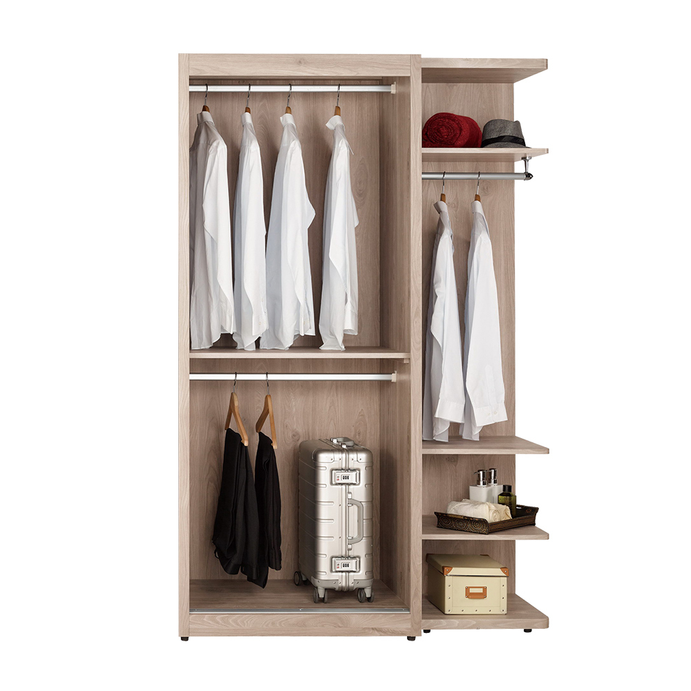 哈佐4.2尺多功能衣櫃組合(雙吊+轉角衣櫃)
